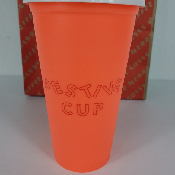 Starbucks 'Festive Cup' Orange Grande 16oz Hot Cup - Picture 2 of 6